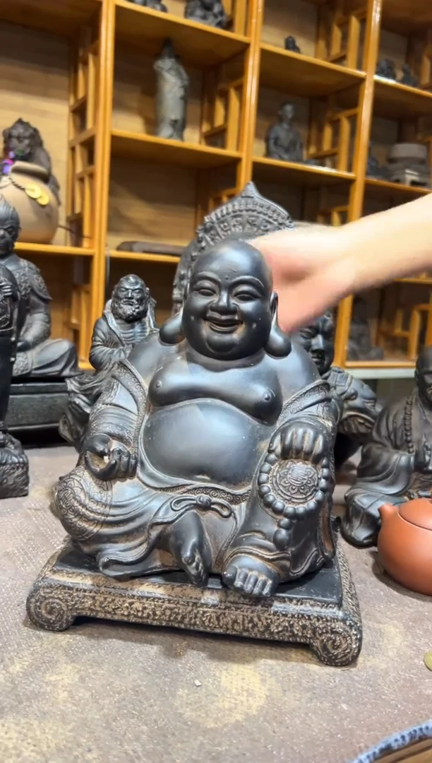 陶土【火山泥】大肚佛+小江枫底座