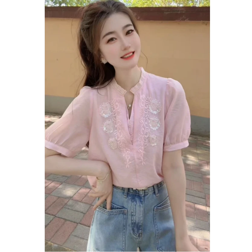 『点缀心情L』设计显瘦百搭时尚衬衫2503