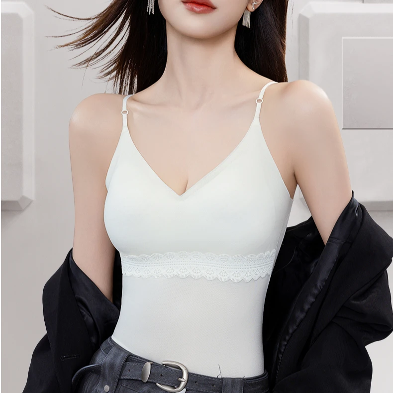 薄荷醇凉感蕾丝内衣吊带背心打底美背聚拢亲肤香氛无痕