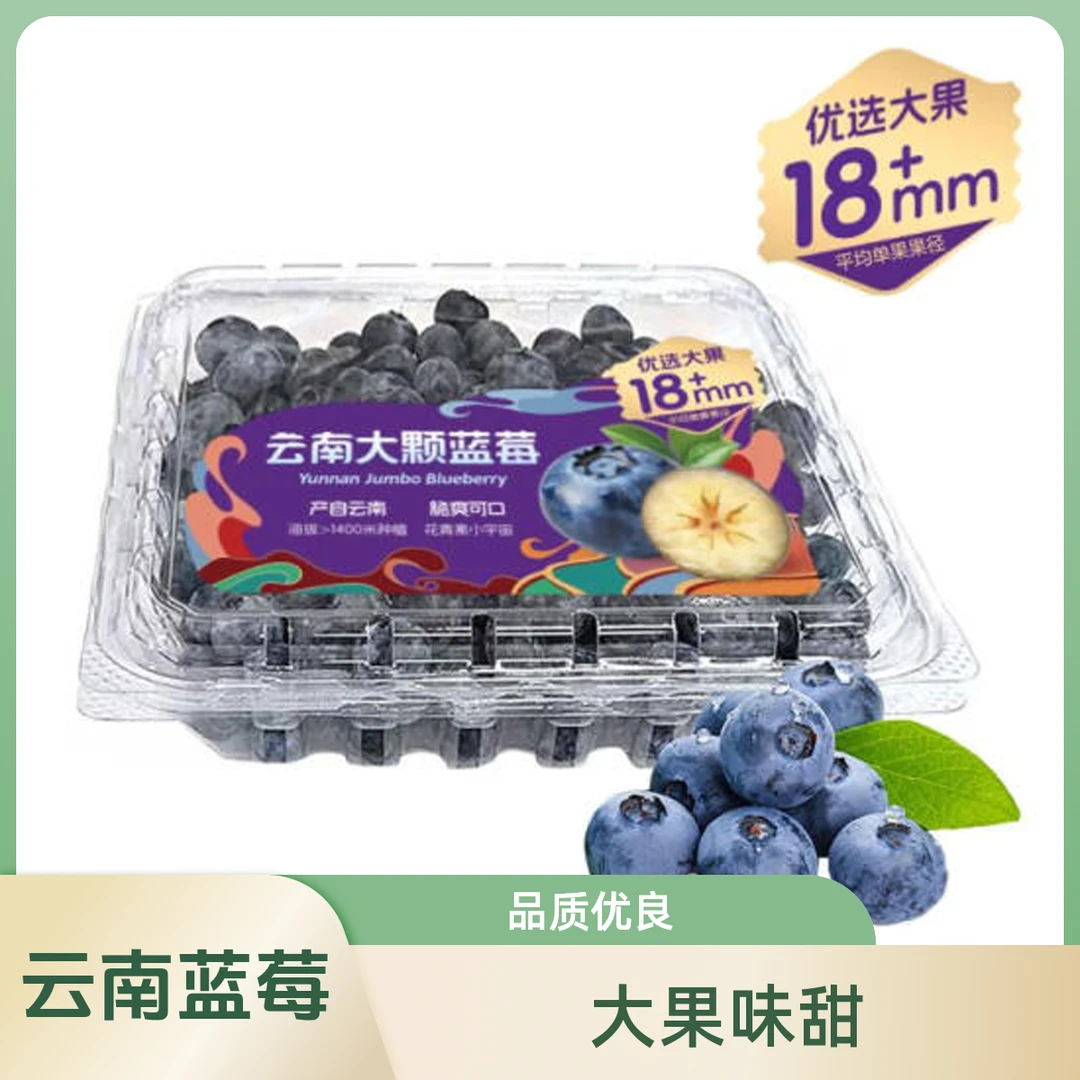 云南大颗蓝莓500g (平均单果果径18mm+)蓝莓同城送