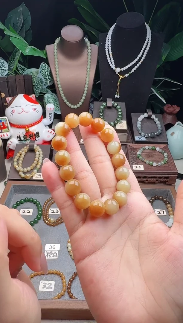 未镶嵌手串和田玉暖*精品12m新疆且末糖白手串