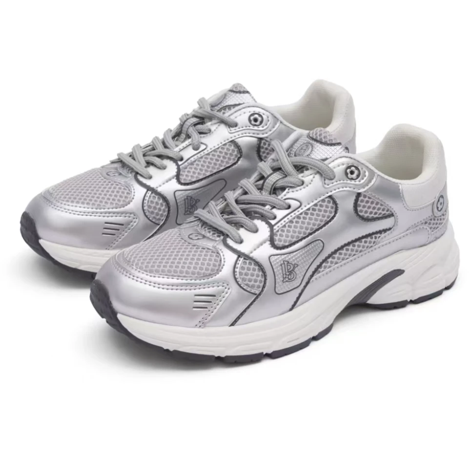 运动风秋季透气压花皮时尚休闲鞋运动鞋女鞋跑鞋