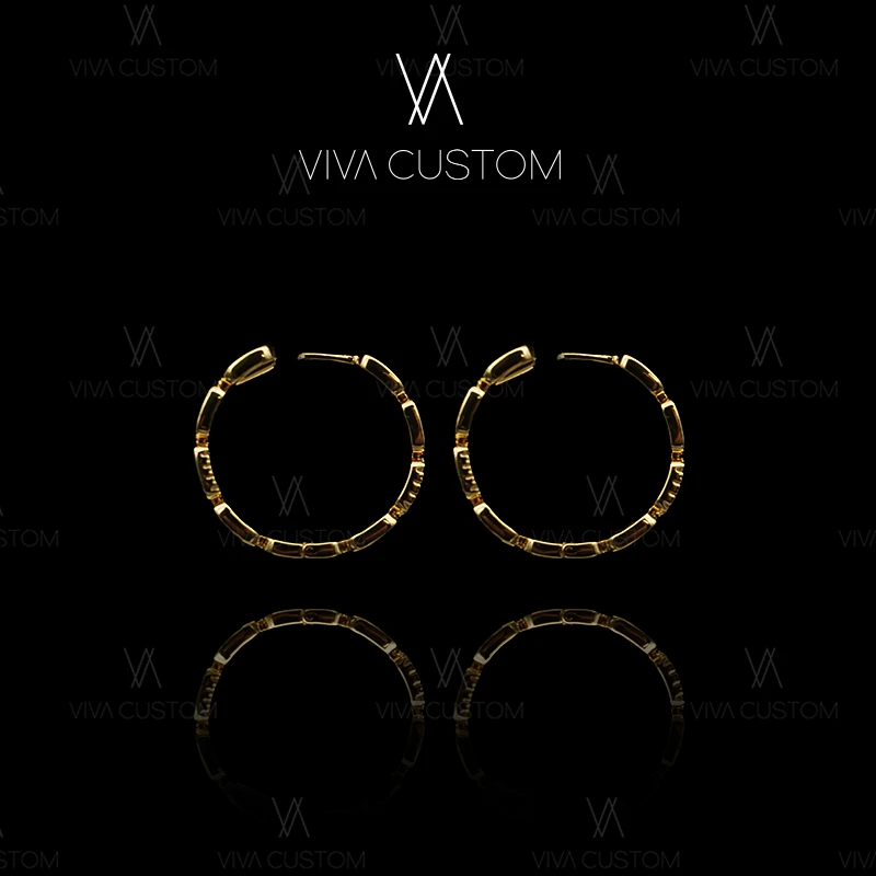 铜合金合成锆石耳饰 致敬经典系列 精致可调节简约蜂巢块耳圈G