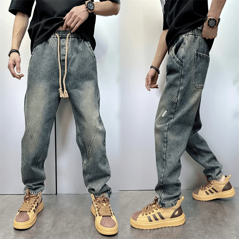 BOF宽松复古水洗牛仔裤男士春秋新款潮牌痞帅港风直筒百搭休闲裤