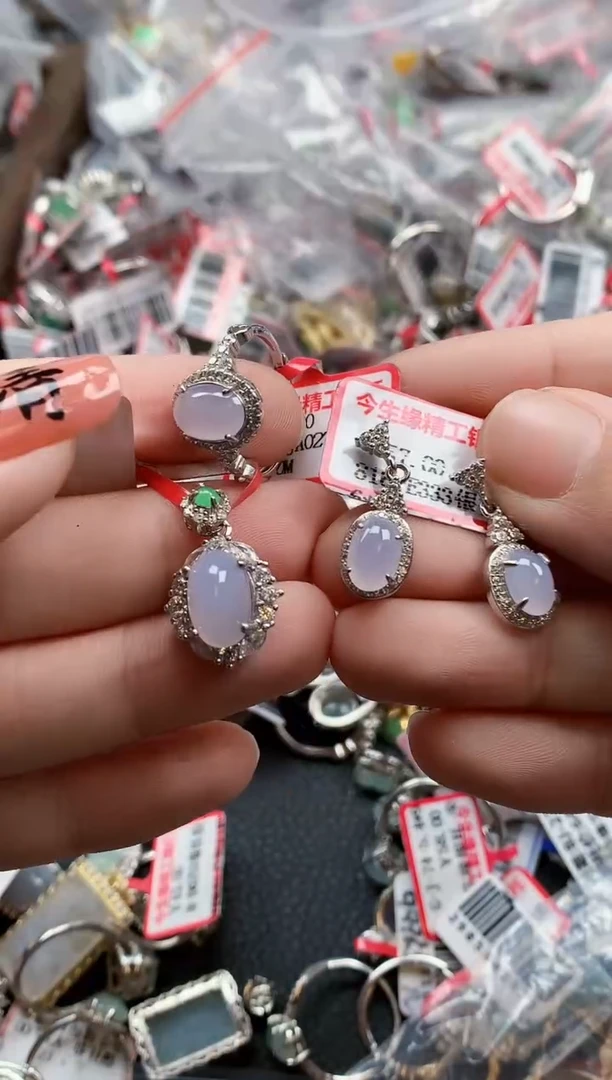 银S925镶嵌戒指翡翠天然A货缅甸翡翠