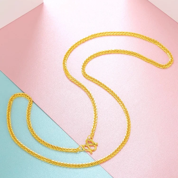 胖大福足金时尚素金肖邦链百搭项链经典黄金素链七夕情人节礼物