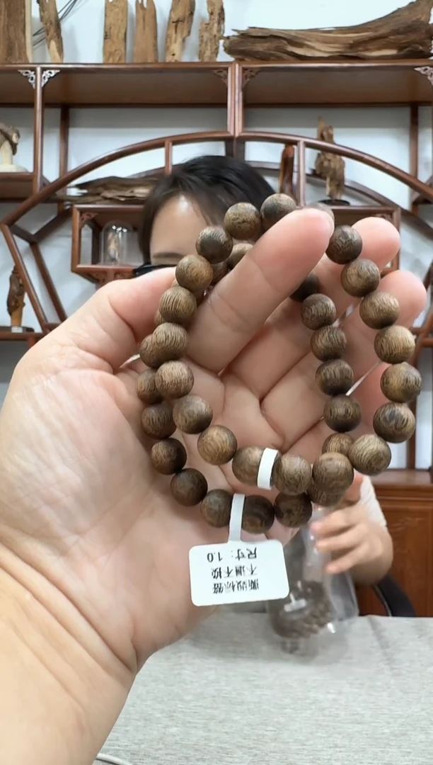 沉香手串【尖峰岭】奇楠虎斑奇1.0圆珠单圈手串多样性发一