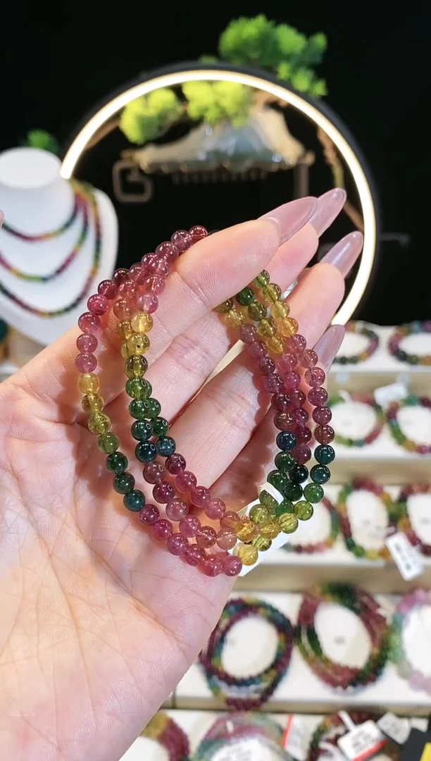 【闪购商品】碧玺手链未镶嵌 G2458三圈颜色微差