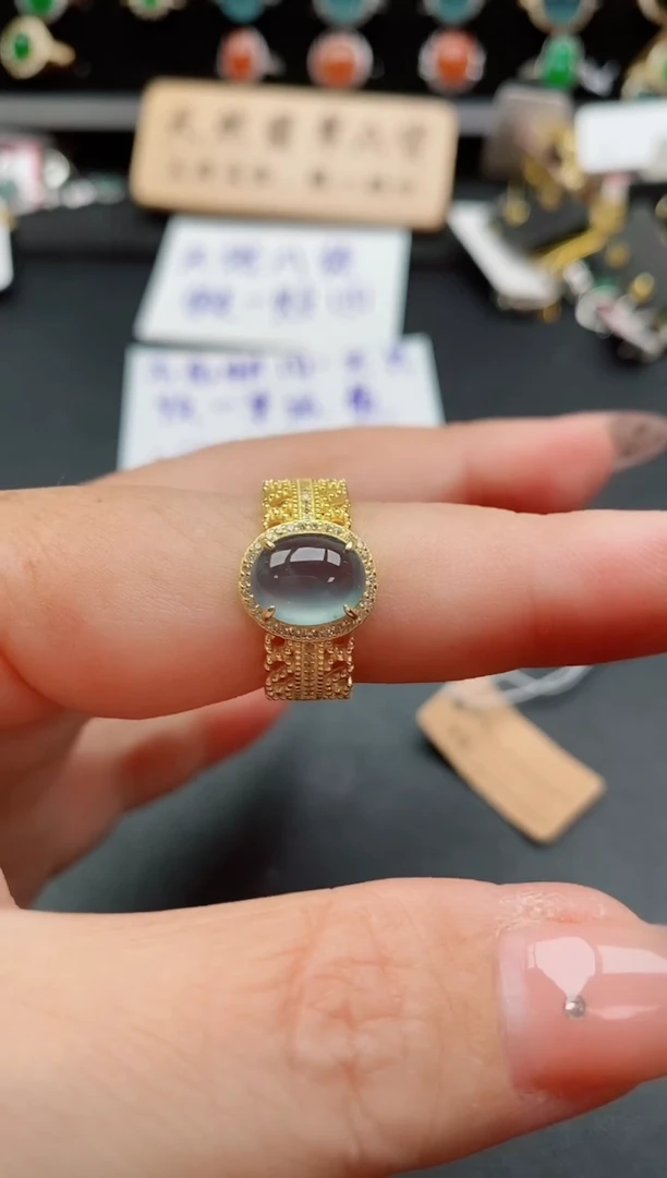 银S925镶嵌戒指翡翠1