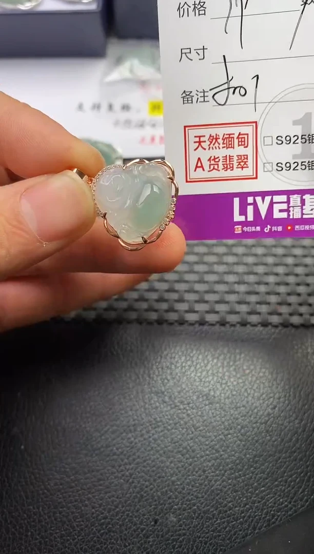 颈饰银S925镶嵌翡翠蚊*?挂件