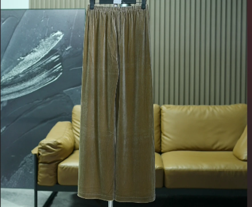 1259新款金丝绒松紧腰显瘦百搭休闲裤女66151