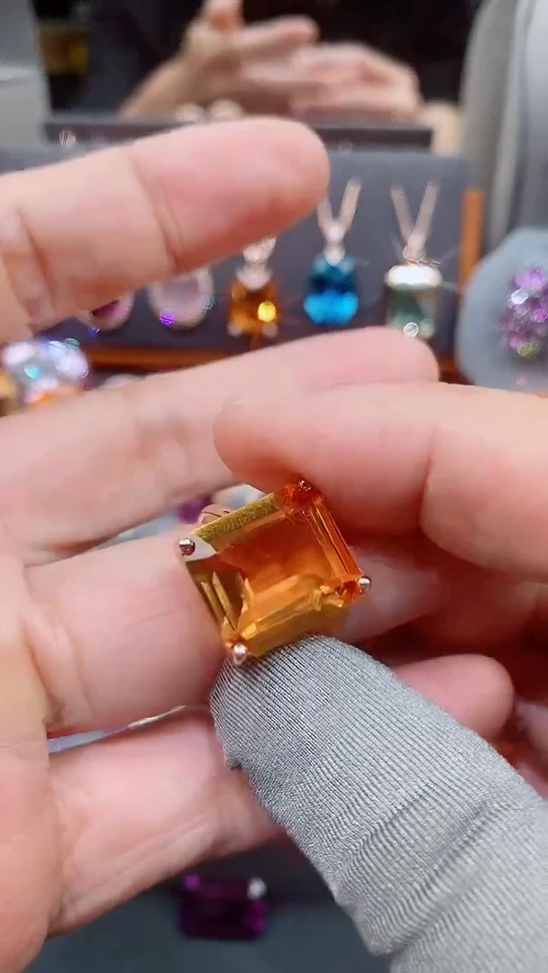 黄晶戒指银S925镶嵌牛*黄晶戒子