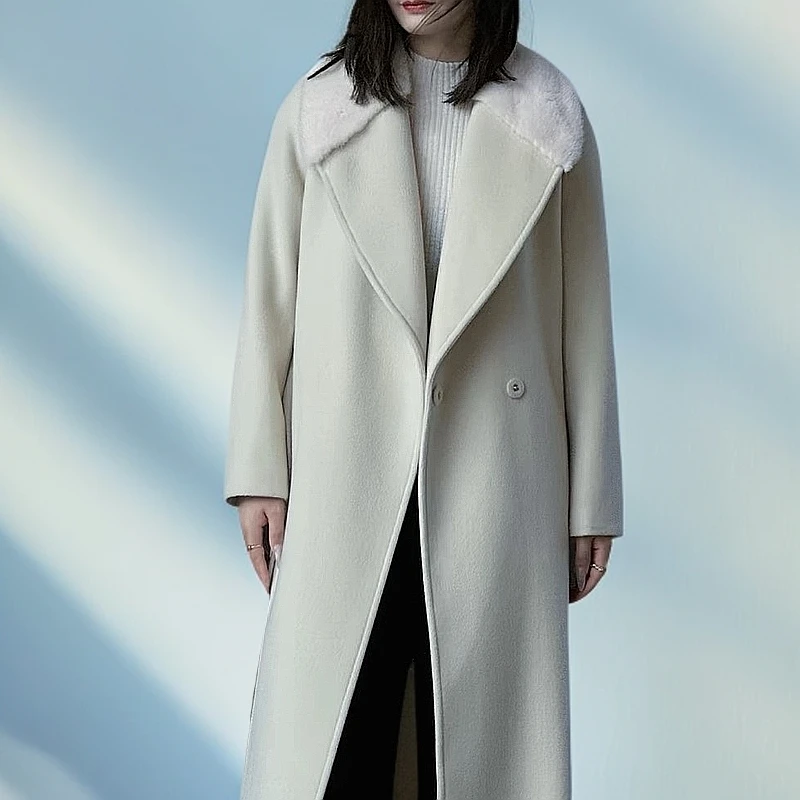 骆驼绒桑蚕丝《卡诗然》秋冬新款手缝双面羊毛大衣女松弛感高奢大衣