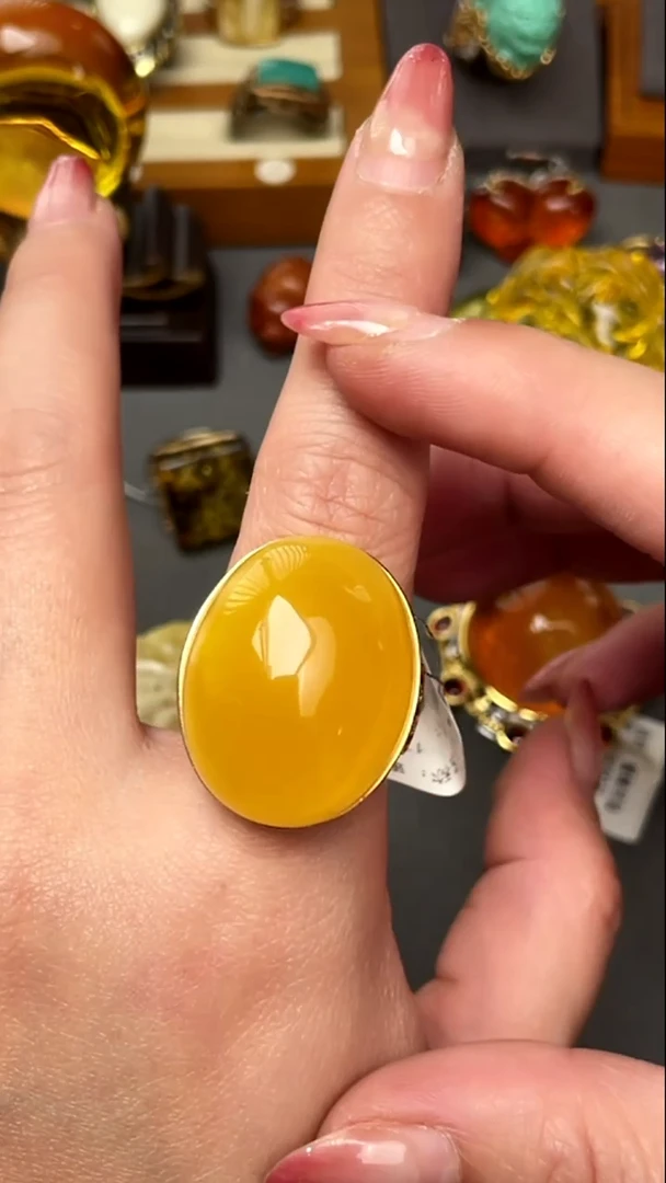琥珀吊坠(不含链)未镶嵌特色蜜蜡戒指
