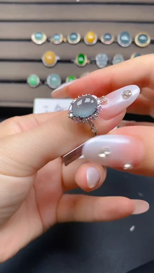 翡翠戒指银S925镶嵌76