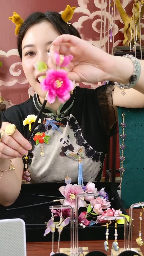 刺绣纯手工绒花发簪