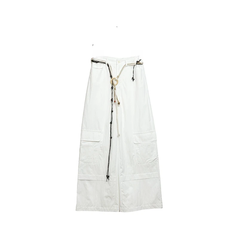 南油小众设计师新品腰链工装口袋阔腿裤