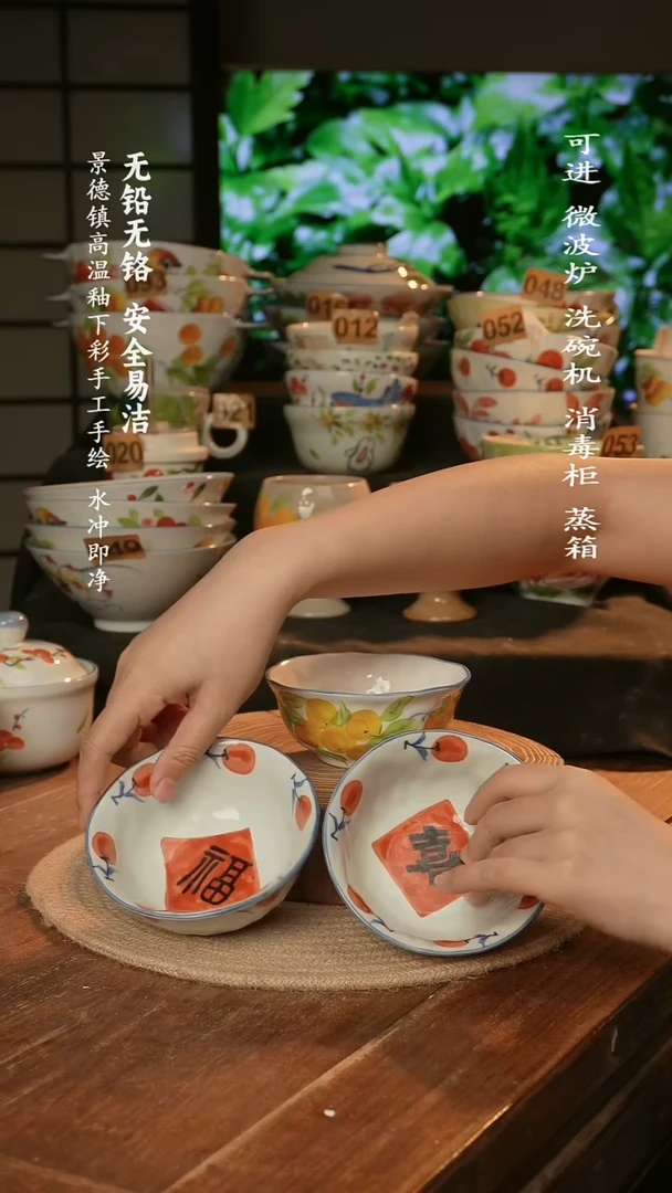瓷景德镇高温瓷釉下彩手绘陶瓷
