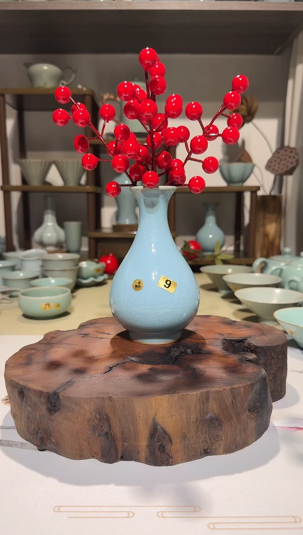 瓶9玉壶春瓶13㎝ 天青釉一级精品*