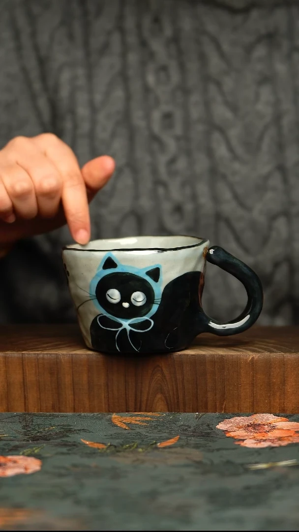 杯釉下彩手工手绘同款陶器