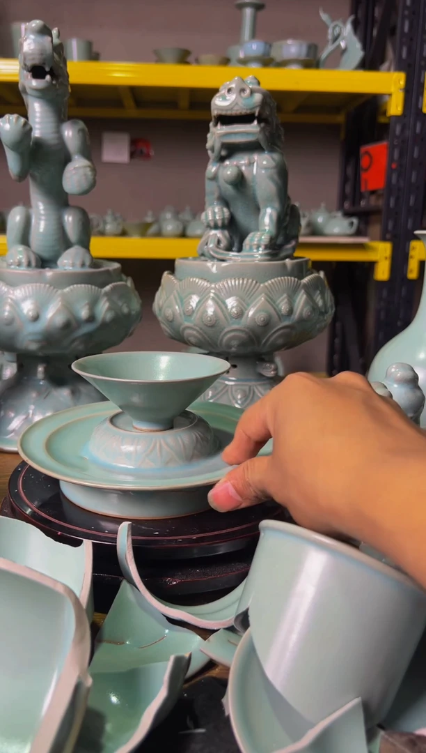 摆件微瑕仿古釉盏托AAA