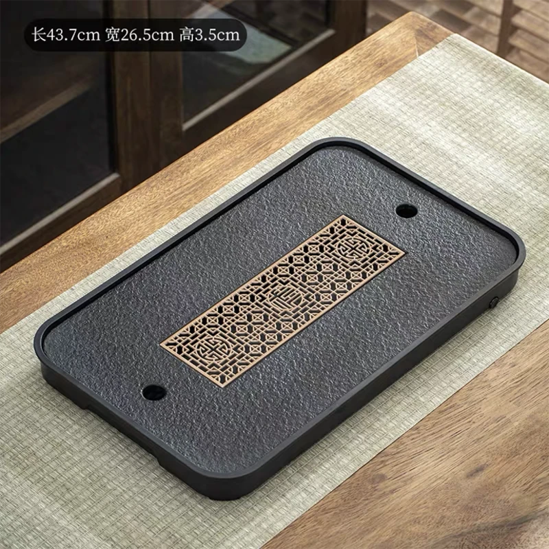 蓄水茶盘金丝楠竹家用正方形简约排水新中式大小号陶瓷两用茶具