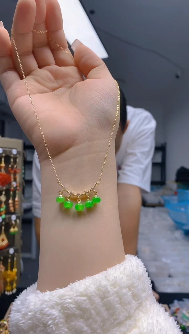 【闪购商品】翡翠耳饰合金46翡翠锁骨链