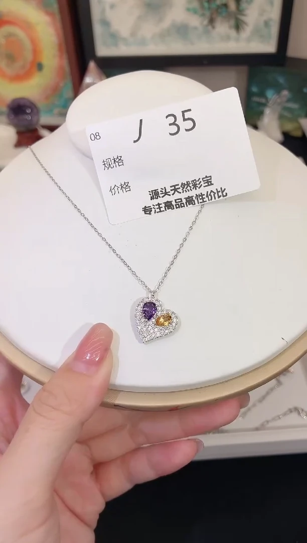 项链银S925镶嵌水晶多样性发一J35