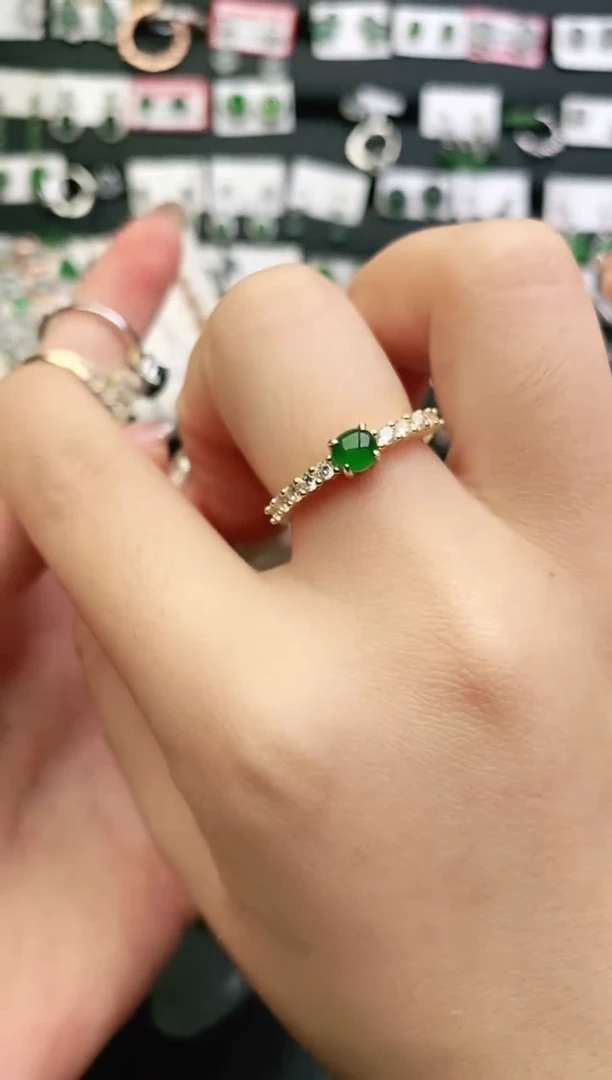 银S925镶嵌戒指翡翠0