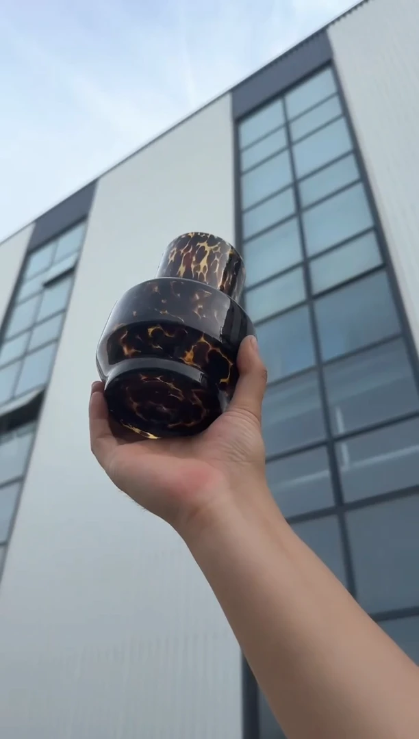 豹纹原色料水晶玻璃花瓶