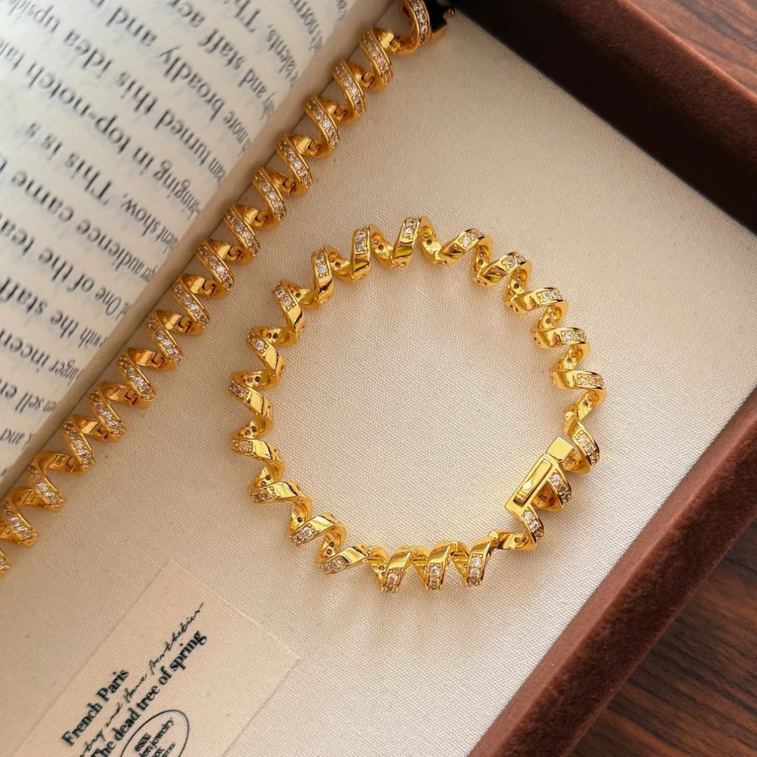 铜合金手链 古法爆闪电话手链轻奢精致手环小众独特清冷感首饰