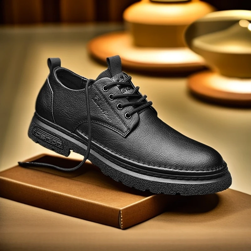 西部公羊2025秋冬新款男鞋软底手工低帮黑色百搭休闲皮鞋爆款潮流