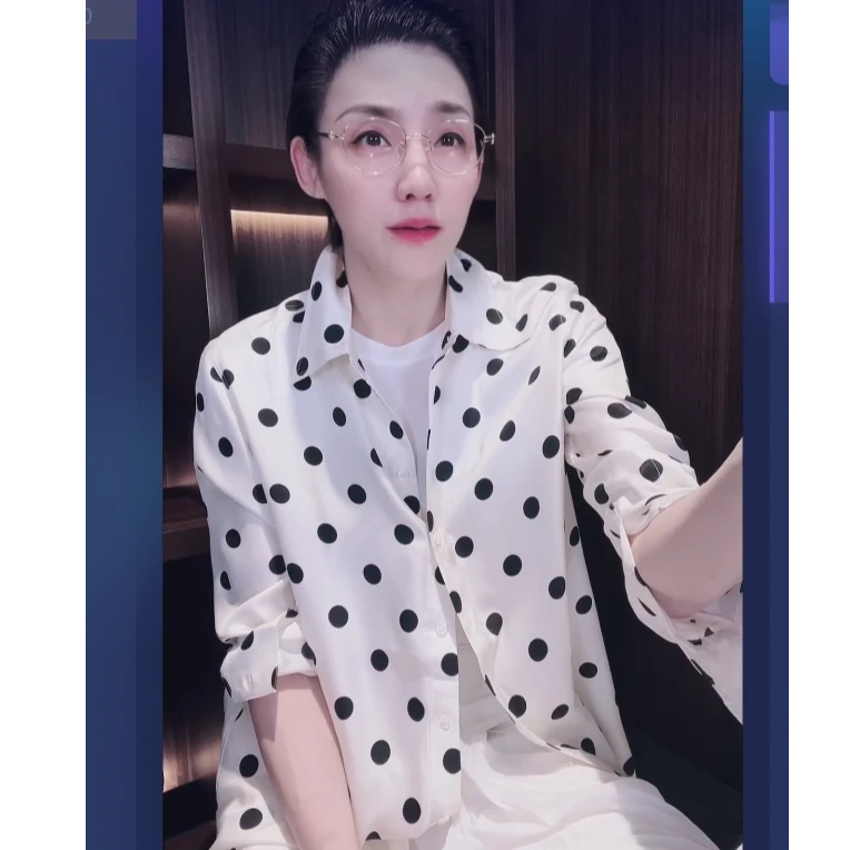 16姆米斜纹绸  圆点印花真丝衬衫  CS0664