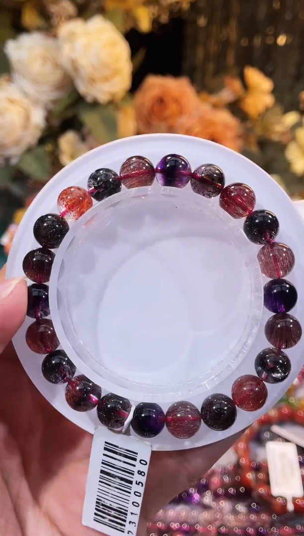 未镶嵌手链水晶浓郁黑加仑超七8m+