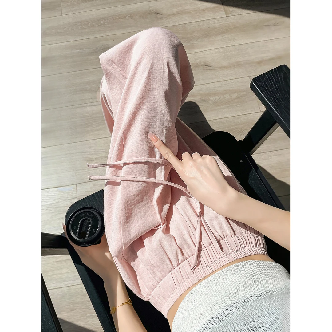 粉色垂感山本裤女夏季薄款2025新款冰丝小个子休闲窄版阔腿香蕉裤