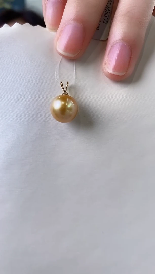 【闪购商品】海水珍珠吊坠(不含链)18K金镶嵌11-12南洋金珍珠吊坠