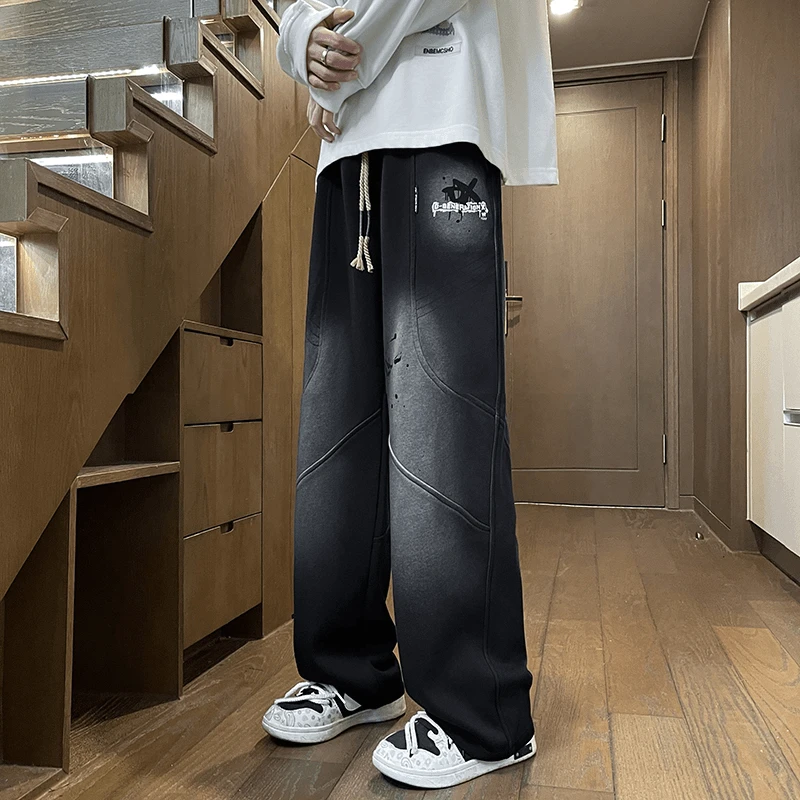 青少年学生秋装秋款休闲直筒卫裤宽束两用时尚宽松百搭抽绳休闲裤