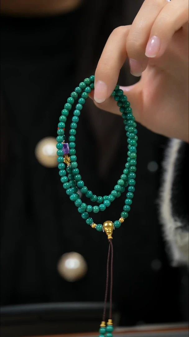 未镶嵌绿松石项链4mm+ 108 多样性发一