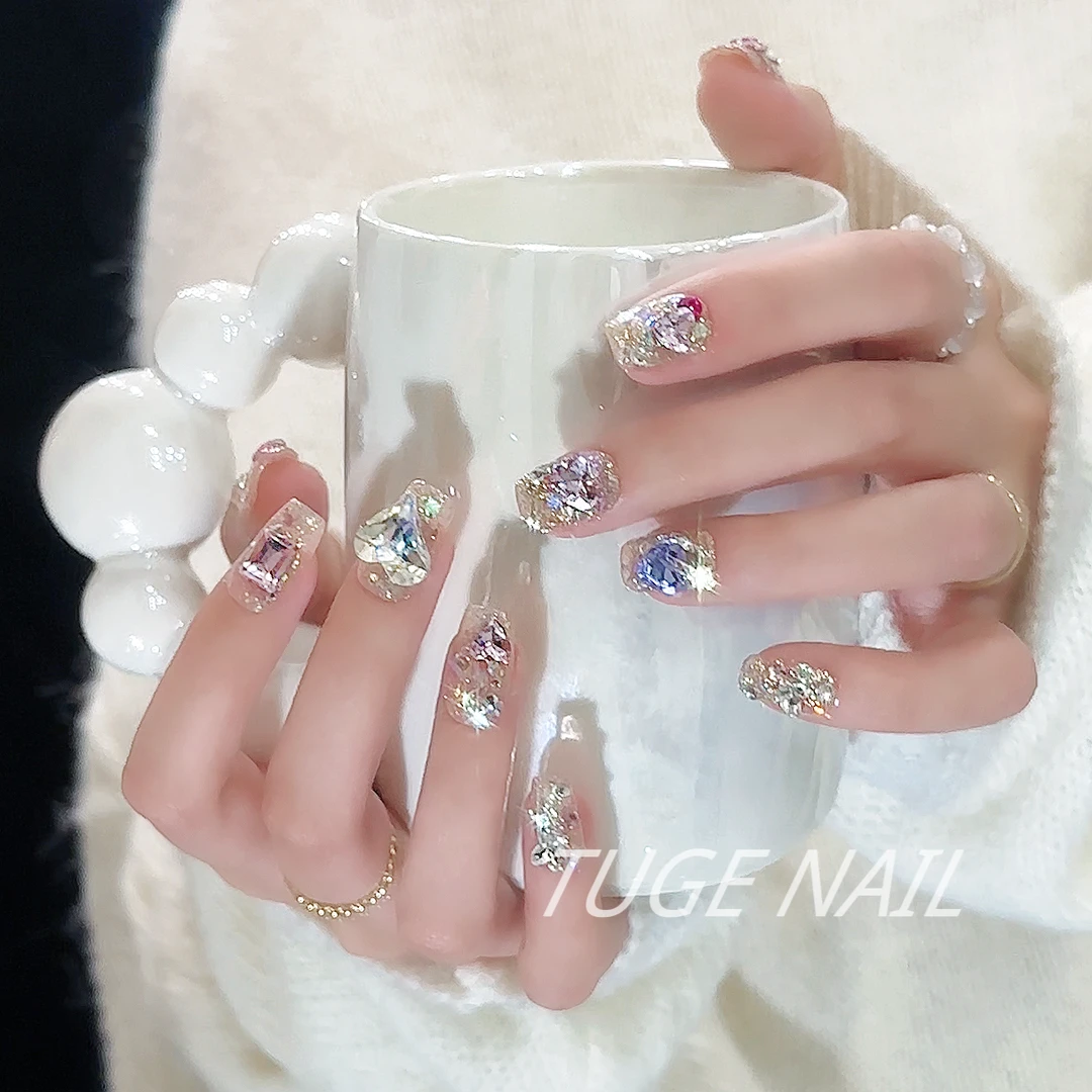 TugeNail“桃花晶石”满钻系列高级感极简小众设计师美甲TGN308