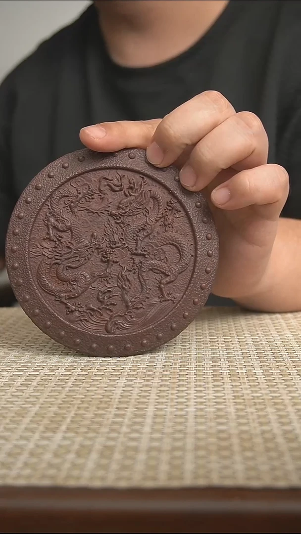 紫砂茶宠宜兴紫砂原矿双龙戏珠茶盘