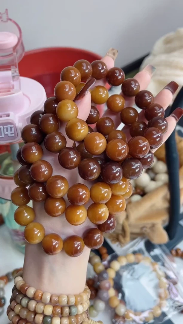 手串菩提根/象牙果w67玉化圆珠糖炒栗子15mm手串