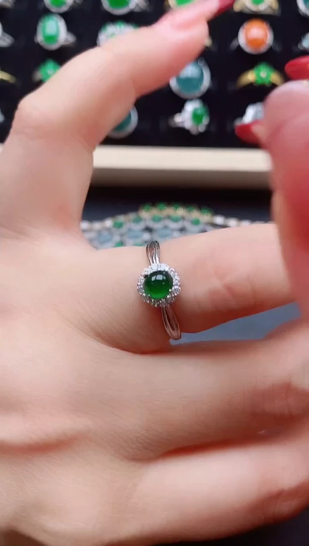 【闪购商品】翡翠戒指银S925镶嵌1321