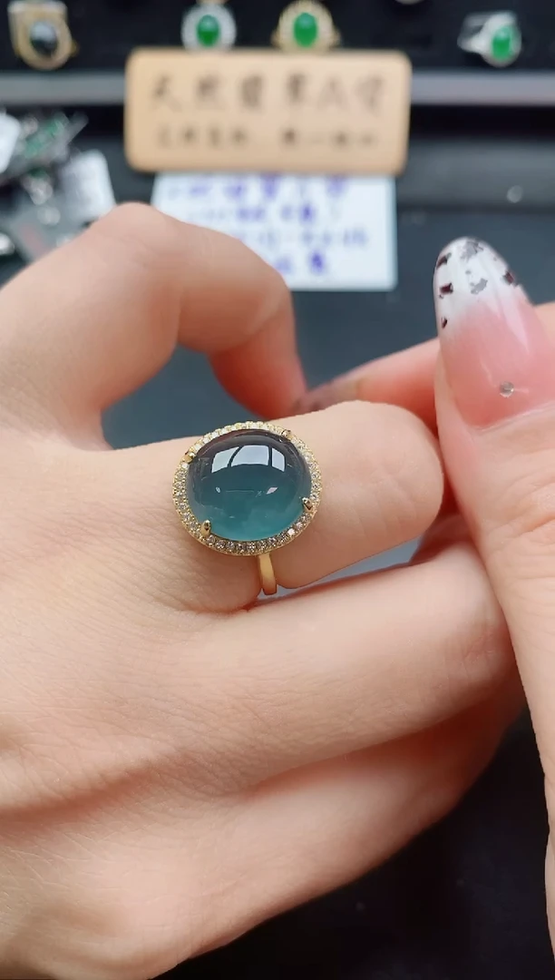 银S925镶嵌戒指翡翠1