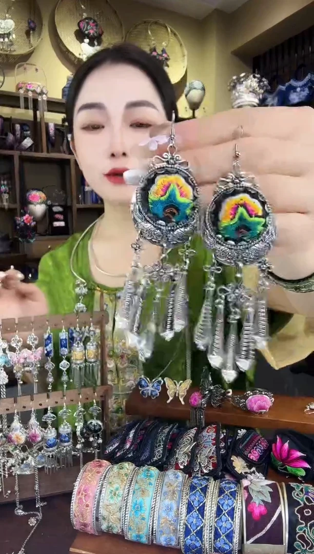 刺绣非遗刺绣民族风耳环