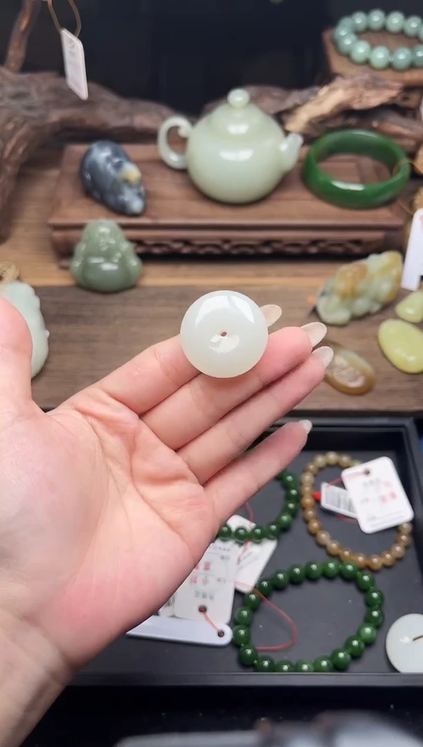 吊坠(不含链)未镶嵌和田玉青海野牛沟白玉 平安扣