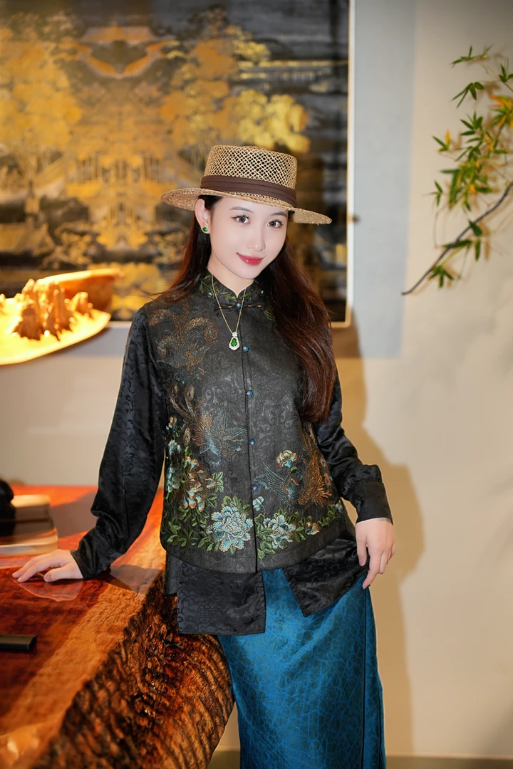 蓝大【璇影】桑蚕丝新中式对襟马甲7847