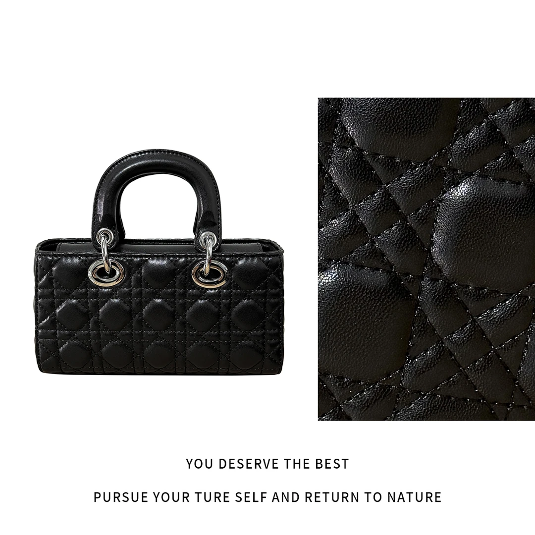 2025新款女包时尚新款包包黑色横版三格-HC228-黑