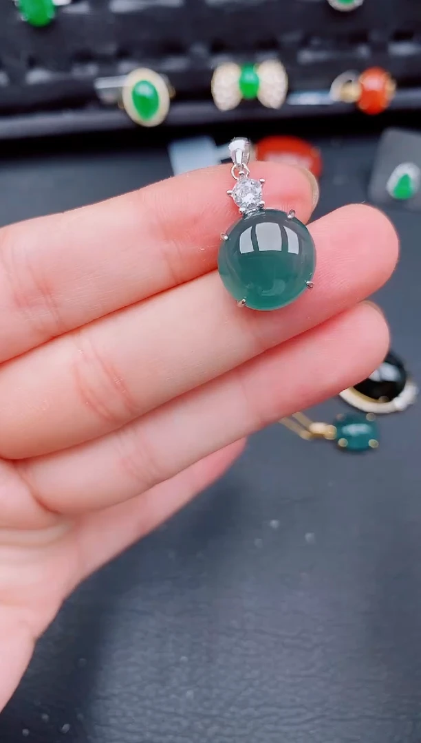 【闪购商品】翡翠颈饰银S925镶嵌天然a货翡翠690