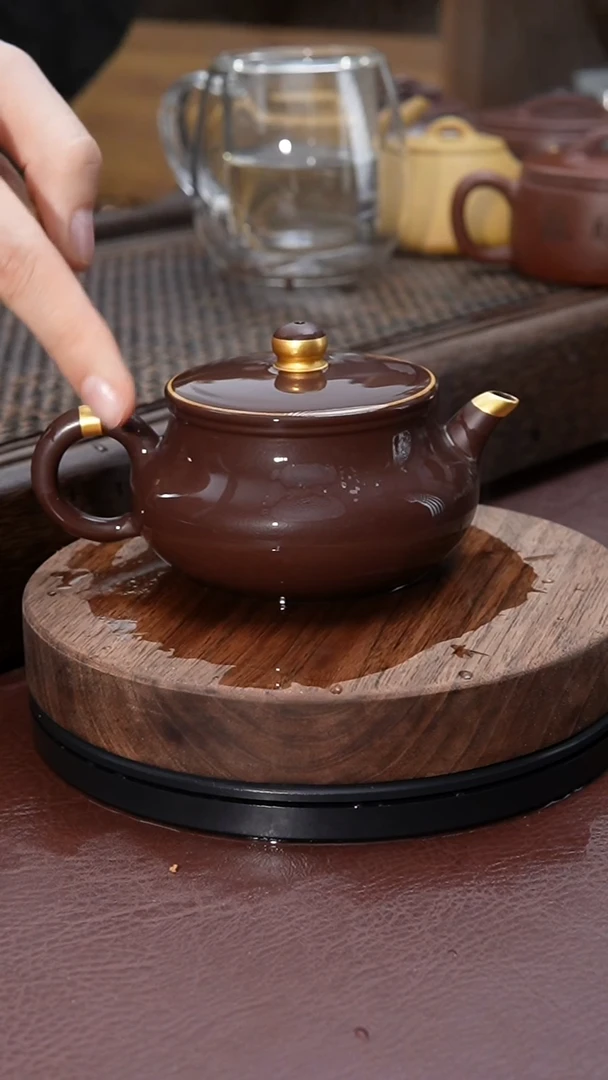 【闪购商品】紫砂茶壶描金扁韵紫砂壶