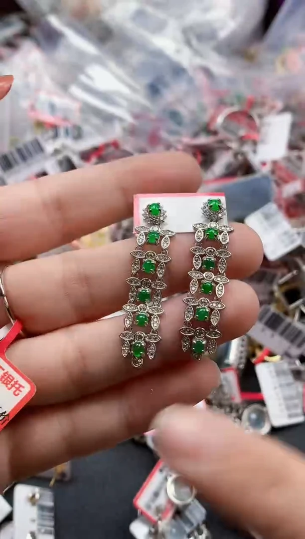 银S925镶嵌戒指翡翠天然A货缅甸翡翠